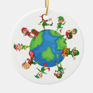 weihnachten santa claus elfen keramik ornament