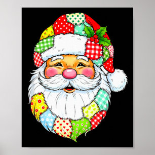 Weihnachten Santa Claus Patchwork Vintage Männer F Poster