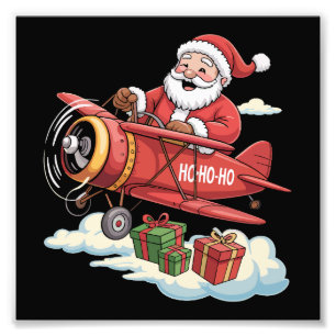 Weihnachten Santa Claus Pilot Fliegendes Flugzeug  Fotodruck