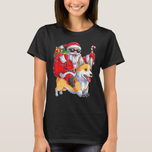 Weihnachten Santa Claus Reitet Corgi Xmas Corgmas  T-Shirt