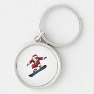 Weihnachten Santa Claus Snowboard Snowboardfahren Schlüsselanhänger