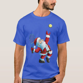 Weihnachten Santa Claus Tennis Spiel Tennis Schläg T-Shirt