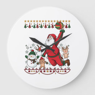 Weihnachten Santa Claus Volleyball Schneemann Renn Große Wanduhr