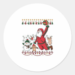Weihnachten Santa Claus Volleyball Schneemann Renn Runder Aufkleber