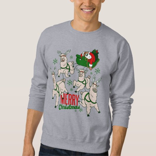 weihnachten santa faultier llamas sweatshirt (Vorderseite)