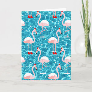 weihnachten santa flamingo einladung