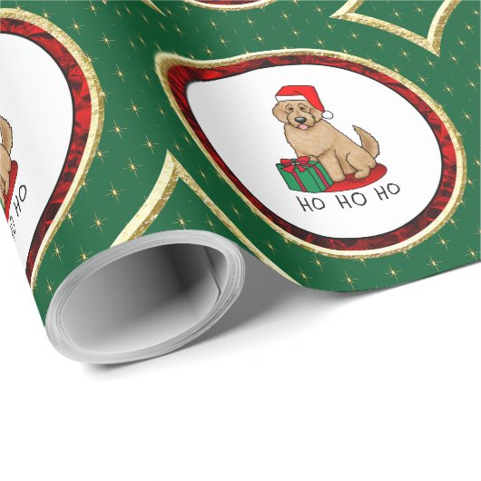 Weihnachten Santa Goldendoodle (goldrot) Hund Nied Geschenkpapier (Rolleneckpunkt)
