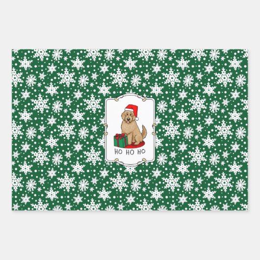 Weihnachten Santa Goldendoodle (goldrot) Hund Nied Geschenkpapier Set (Vorderseite)