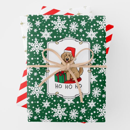 Weihnachten Santa Goldendoodle (goldrot) Hund Nied Geschenkpapier Set (Beispiel)