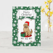 Weihnachten Santa Goldendoodle (goldrot) Hund Nied Karte (Gelbe Blume)