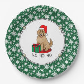 Weihnachten Santa Goldendoodle (goldrot) Hund Nied Pappteller (Vorderseite)