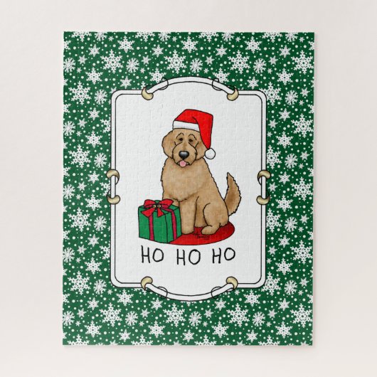 Weihnachten Santa Goldendoodle (goldrot) Hund Nied Puzzle (Vertikal)