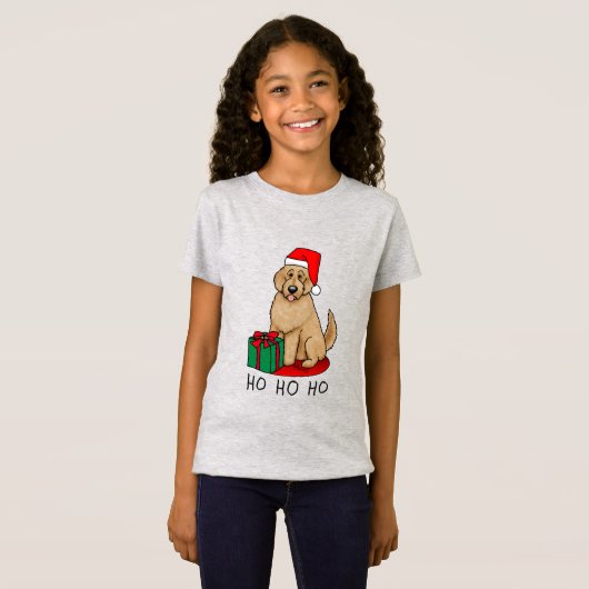 Weihnachten Santa Goldendoodle (goldrot) Hund Nied T-Shirt (Vorne ganz)