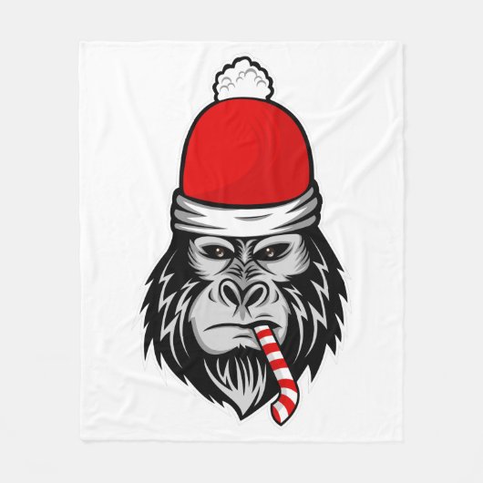 weihnachten santa gorilla fleecedecke (Vorderseite)