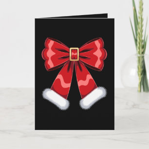 Weihnachten Santa Gürtel Schleife Rot Pelz Ornamen Karte