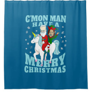 Weihnachten santa joe biden kamala harris unicorn duschvorhang