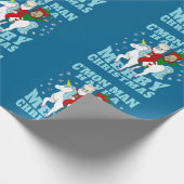 Weihnachten santa joe biden kamala harris unicorn geschenkpapier (Ecke)