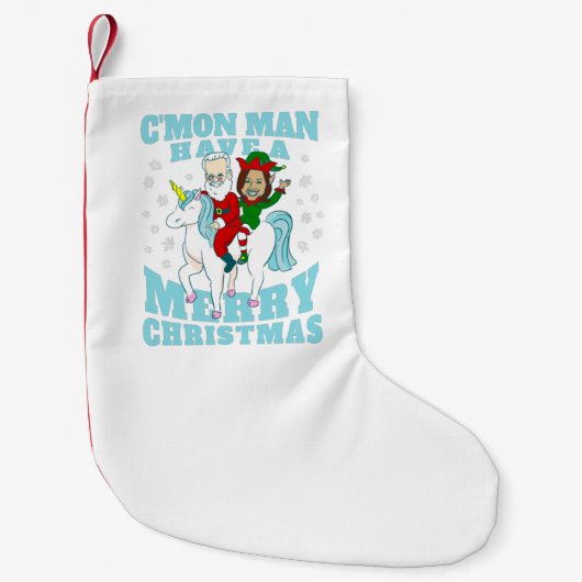 Weihnachten santa joe biden kamala harris unicorn kleiner weihnachtsstrumpf (Vorderseite)