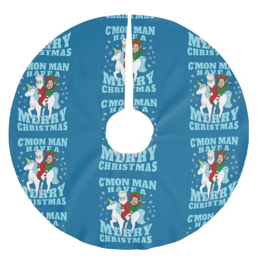 Weihnachten santa joe biden kamala harris unicorn polyester weihnachtsbaumdecke (Vorderseite)