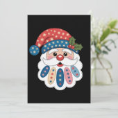Weihnachten Santa Patchwork Schneeflocke Stechpalm Einladung (Stehend Vorderseite)