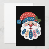 Weihnachten Santa Patchwork Schneeflocke Stechpalm Einladung (Vorne/Hinten)