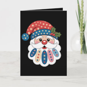 Weihnachten Santa Patchwork Schneeflocke Stechpalm Karte