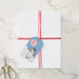 Weihnachten Santa Penguin sagt Geschenkanhänger
