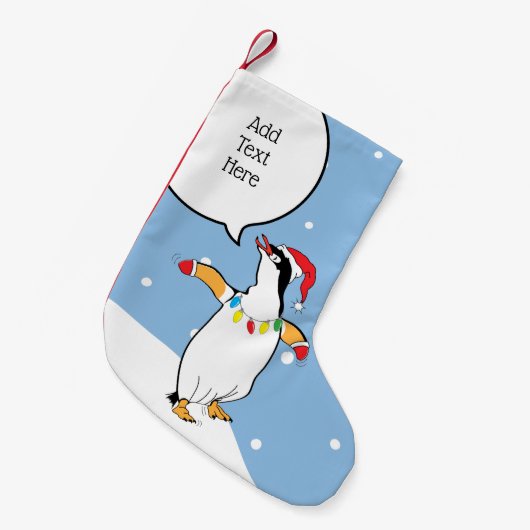 Weihnachten Santa Penguin sagt Kleiner Weihnachtsstrumpf (Vorderansicht (hängend))