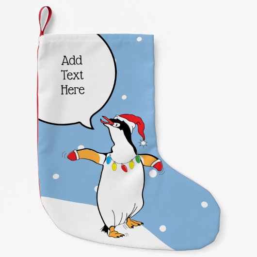 Weihnachten Santa Penguin sagt Kleiner Weihnachtsstrumpf (Vorderseite)