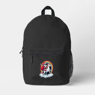 Weihnachten Santa Reitet Einhorn Xmas Mädchen Frau Bedruckter Rucksack