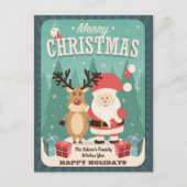 Weihnachten ・ Santa ・ Rudolph ・ Vintager Urlaub Postkarte (Vorderseite)