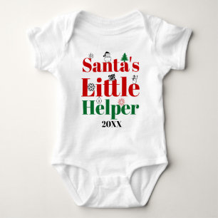 Weihnachten Santas Helper mutige Typografie, Vinta Baby Strampler