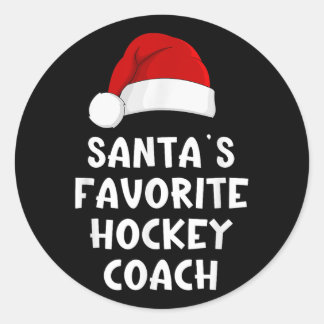 Weihnachten Santas Lieblings-Hockey-Coach Funny Xm Runder Aufkleber