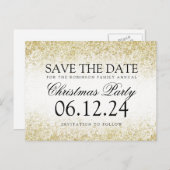 Weihnachten Save the Date Gold Glitzer Dust White Ankündigungspostkarte (Vorne/Hinten)