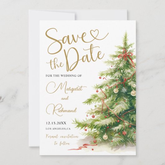 Weihnachten Save the Date Hochzeit Elegant Einladung (Vorderseite)