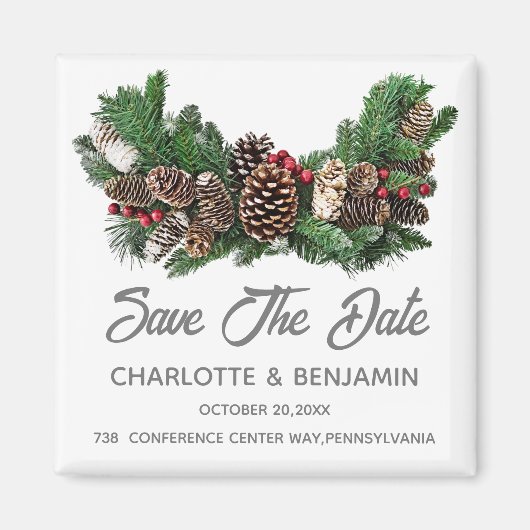 Weihnachten Save the Date Hochzeit Magnet (Vorne)