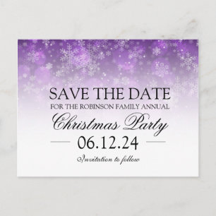 Weihnachten Save the Date Holiday Sparkle Lila Ankündigungspostkarte