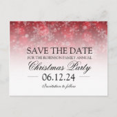 Weihnachten Save the Date Holiday Sparkle Red Ankündigungspostkarte (Vorderseite)