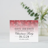 Weihnachten Save the Date Holiday Sparkle Red Ankündigungspostkarte (Stehend Vorderseite)