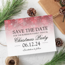 Weihnachten Save the Date Holiday Sparkle Red