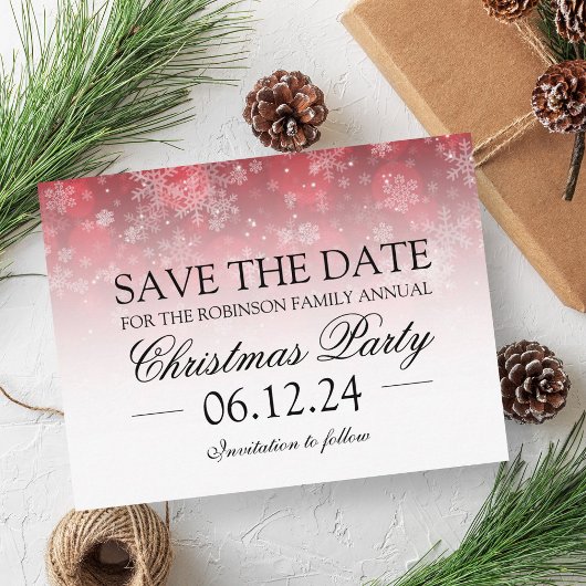 Weihnachten Save the Date Holiday Sparkle Red Ankündigungspostkarte