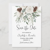Weihnachten Save the Date Pine Floral Winter Hochz Einladung (Vorderseite)