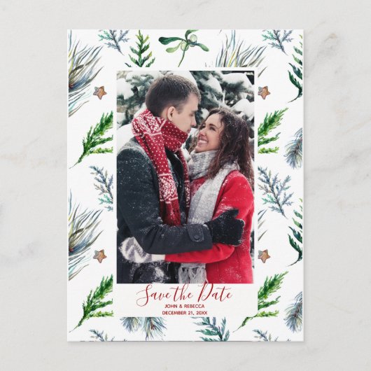 Weihnachten Save the Date Postkarte (Vorderseite)
