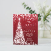 Weihnachten Save the Date Silver Tree Red Einladun (Stehend Vorderseite)