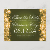 Weihnachten Save the Date Sparkling Gold Green Ankündigungspostkarte (Vorderseite)