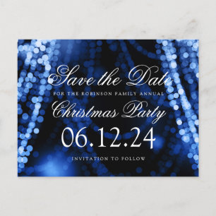 Weihnachten Save the Date Twinkle String Lights Bl Ankündigungspostkarte