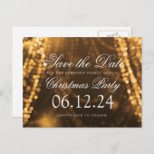 Weihnachten Save the Date Twinkle String Lights Go Ankündigungspostkarte (Vorne/Hinten)