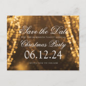 Weihnachten Save the Date Twinkle String Lights Go Ankündigungspostkarte (Vorderseite)