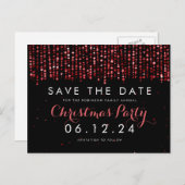 Weihnachten Save the Date Winter Star Confetti Red Ankündigungspostkarte (Vorne/Hinten)