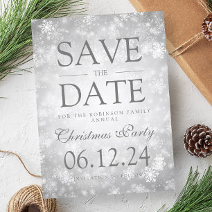 Weihnachten Save the Date Wintersilber Ankündigungspostkarte